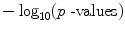 
$${-\log }_{10}(p\mbox{ -values})$$
