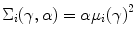 
$${\Sigma }_{i}(\gamma,\alpha ) = \alpha {\mu }_{i}{(\gamma )}^{2}$$
