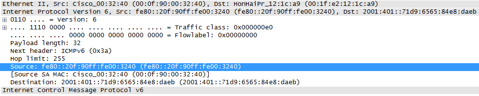 EUI-64 formatted address from the router