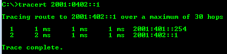 IPv6 tracert