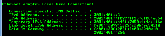 Change to ipconfig after manual addressing