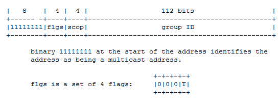 RFC 3513 multicast address general format