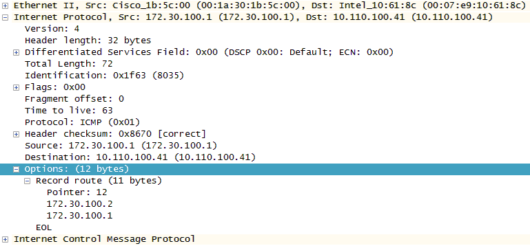 IP header with options