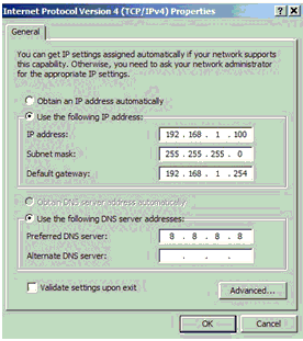 Host IP settings