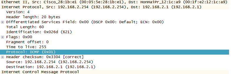 IP payload type ICMP