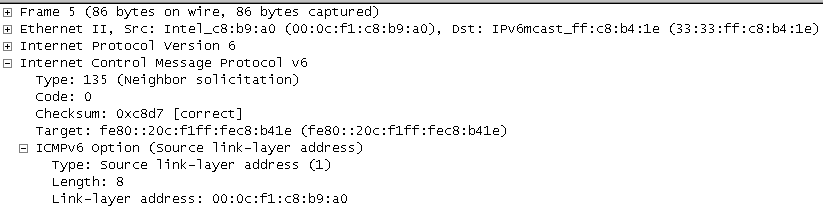 ICMPv6 neighbor solicitation