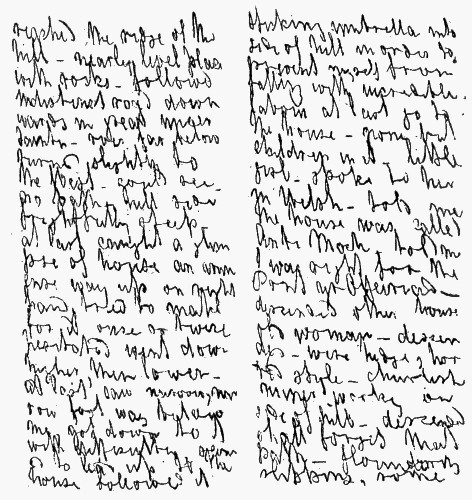 WILD WALES IN ITS BEGINNINGS. Two pages from one of George Borrow's Pocket-books with pencilled notes made on his journey through Wales.