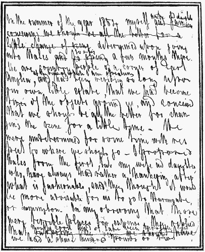 FACSIMILE OF THE FIRST PAGE OF WILD WALES From the original Manuscript in the possession of the Author of 'George Borrow and his Circle.'