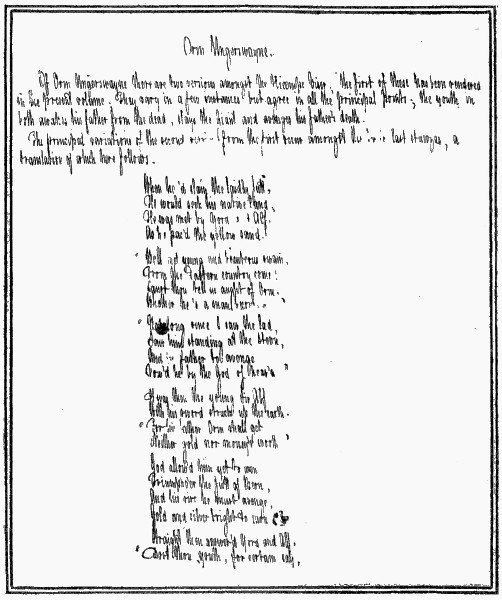 A PAGE OF THE MANUSCRIPT OF BORROW'S SONGS OF SCANDINAVIA—AN UNPUBLISHED WORK