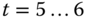 t equals 5 ellipsis 6