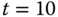 t equals 10