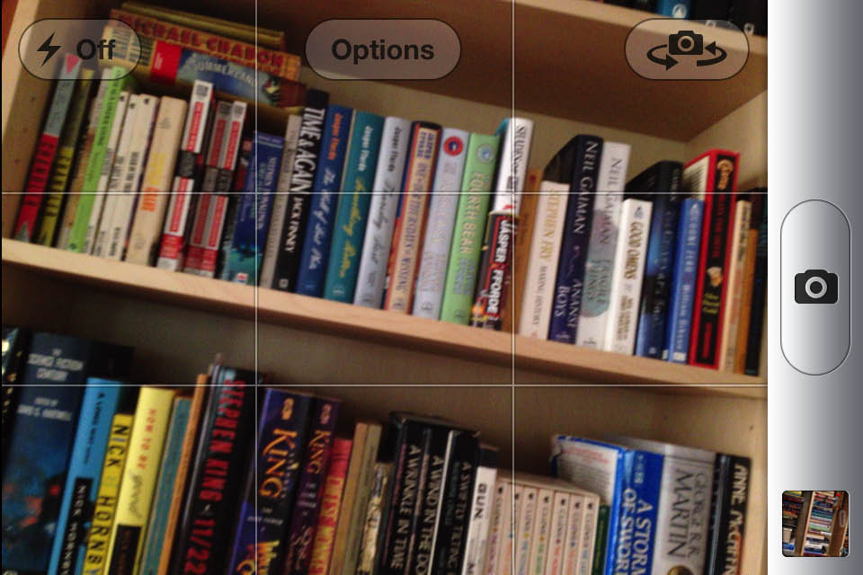 A tilting bookshelf, after using the grid incorrectly.