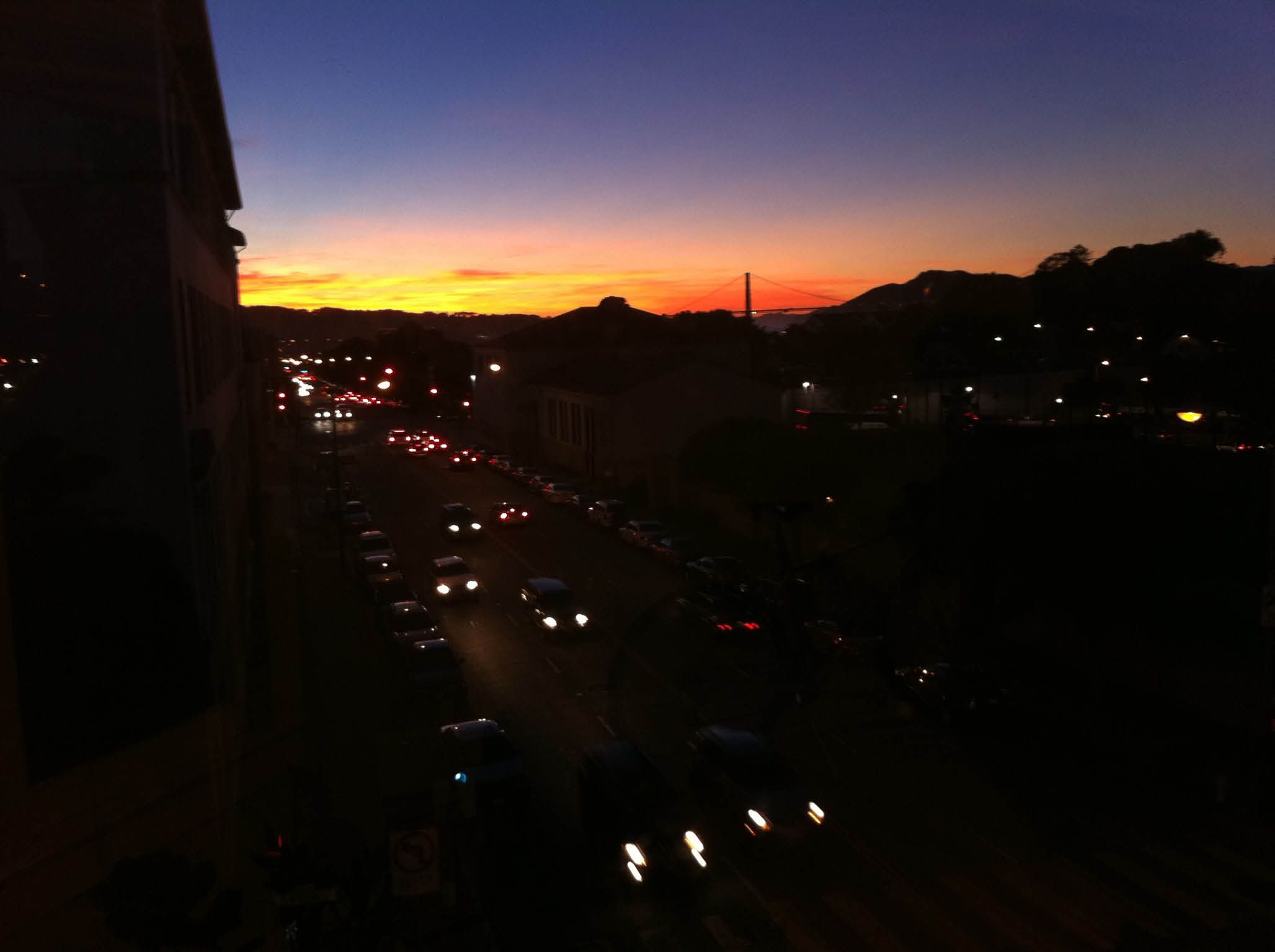 sunset over the golden gate bridge
