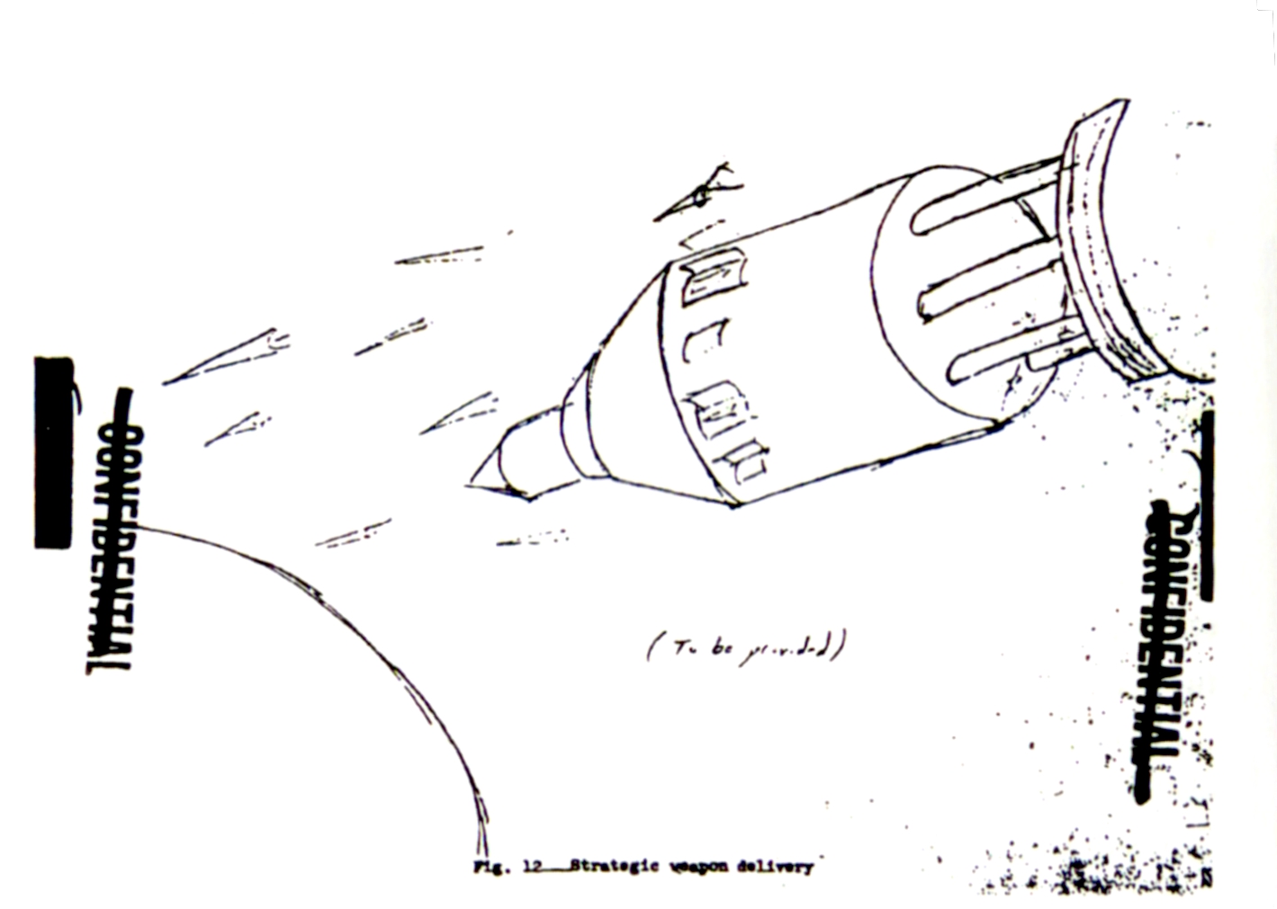 Multiple
independently targeted warheads are launched by a 4,000-ton Orion
vehicle that
has de-orbited from its station in deep space and entered a hyperbolic
Earth-encounter
trajectory to perform a retaliatory strike.