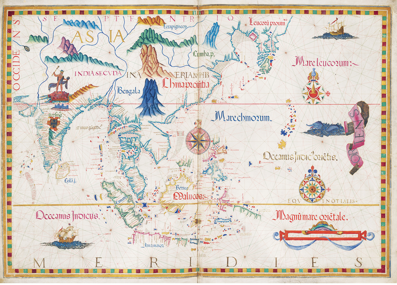  Map of Southern Asia and the Spice Islands. Image taken from Queen Mary Atlas. Originally published in 1558.