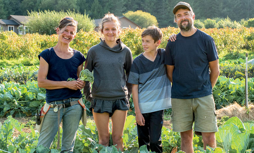 The farmers of Goodfoot Farm and their children