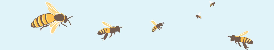 Illustrated honeybees.