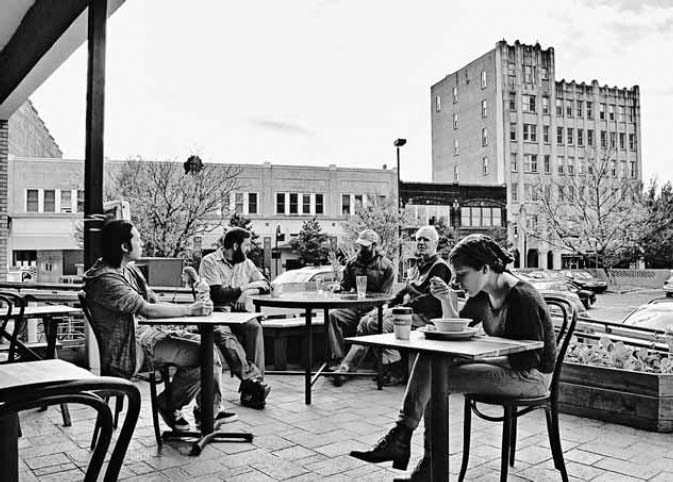 Enjoying the new deck at Ninth Street Bakery. Credit: Bett Wilson Foley.