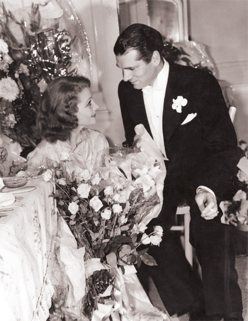 Olivier congratulates Vivien on her successful performance in A Streetcar Named Desire at the Aldwych Theatre, London, 1949.