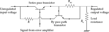 Constant current limiting protection circuit using another transistor for by-pass path