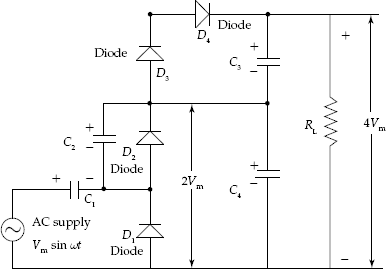 Voltage quadrupler circuit