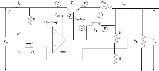 Linear voltage regulator with current boosting adjustable voltage and short circuit protection