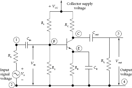 Single stage common emitter transistor amplifier