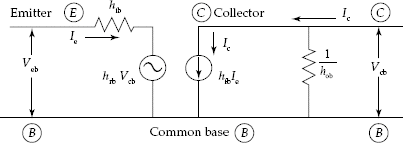 Common base transistor h-parameter equivalent circuit