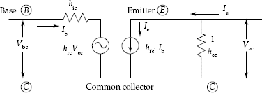 Common collector transistor h-parameter equivalent circuit