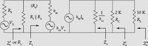 Small signal low frequency equivalent circuit using h-parameters