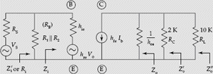 Small signal low frequency equivalent circuit using h-parameters