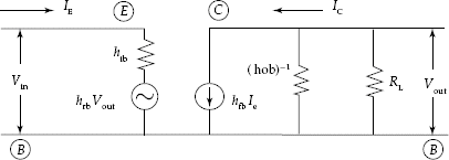 h-parameter equivalent circuit of common base transistor amplifier