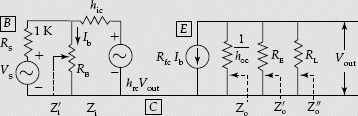 h-parameter equivalent circuit of common collector transistor amplifier