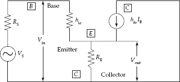 h-parameter model AC equivalent circuit for emitter follower (common collector amplifier)