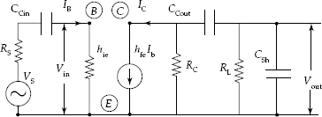 CE transistor amplifier equivalent circuit