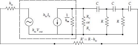 Equivalent circuit of transistor R-C phase shift oscillator