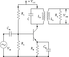 Single-tuned inductively coupled CE transistor amplifier