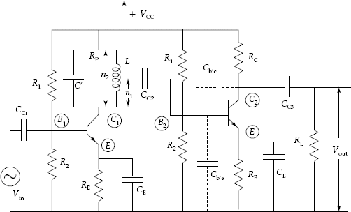 Inductance tap for optimum power transfer between amplifiers