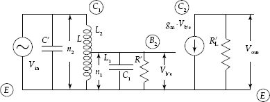 Inductive tap in cascaded amplifiers equivalent circuit