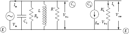 Inductive tap in cascaded amplifiers simplified equivalent circuit