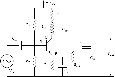 Wideband amplifier using BJT with high-frequency compensation using LSE