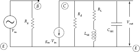 Simplified equivalent circuit of wideband amplifier