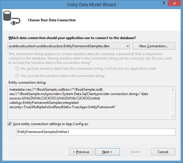 Choosing database connection information