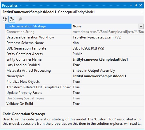 Conceptual model properties window