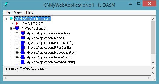 ILDasm showing the content of an assembly