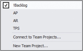 The enterprise backlog and constituent team projects.