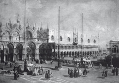 Canaletto, Piazza San Marco a Venezia, olio su tela.