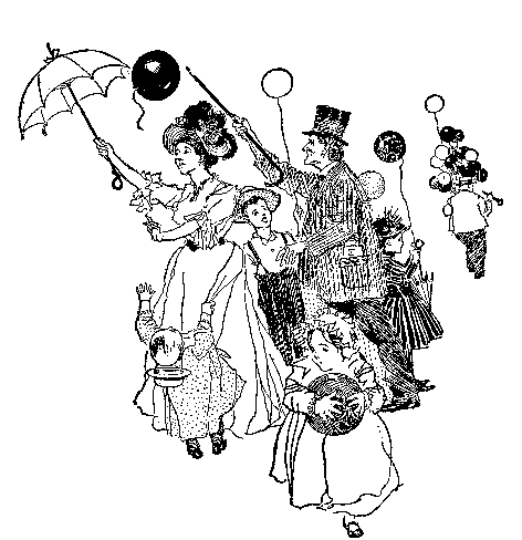The Balloon-Vender wormed his way through the buzzing crowd, leaving his wares in a red and blue trail behind him.