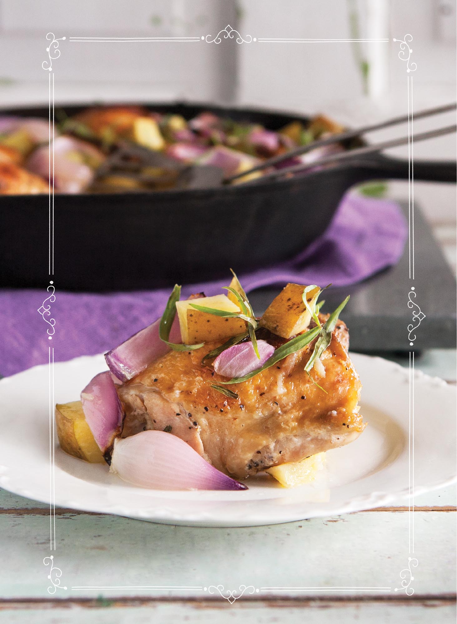 Picture of Skillet-Roasted Chicken With Potatoes & Tarragon.