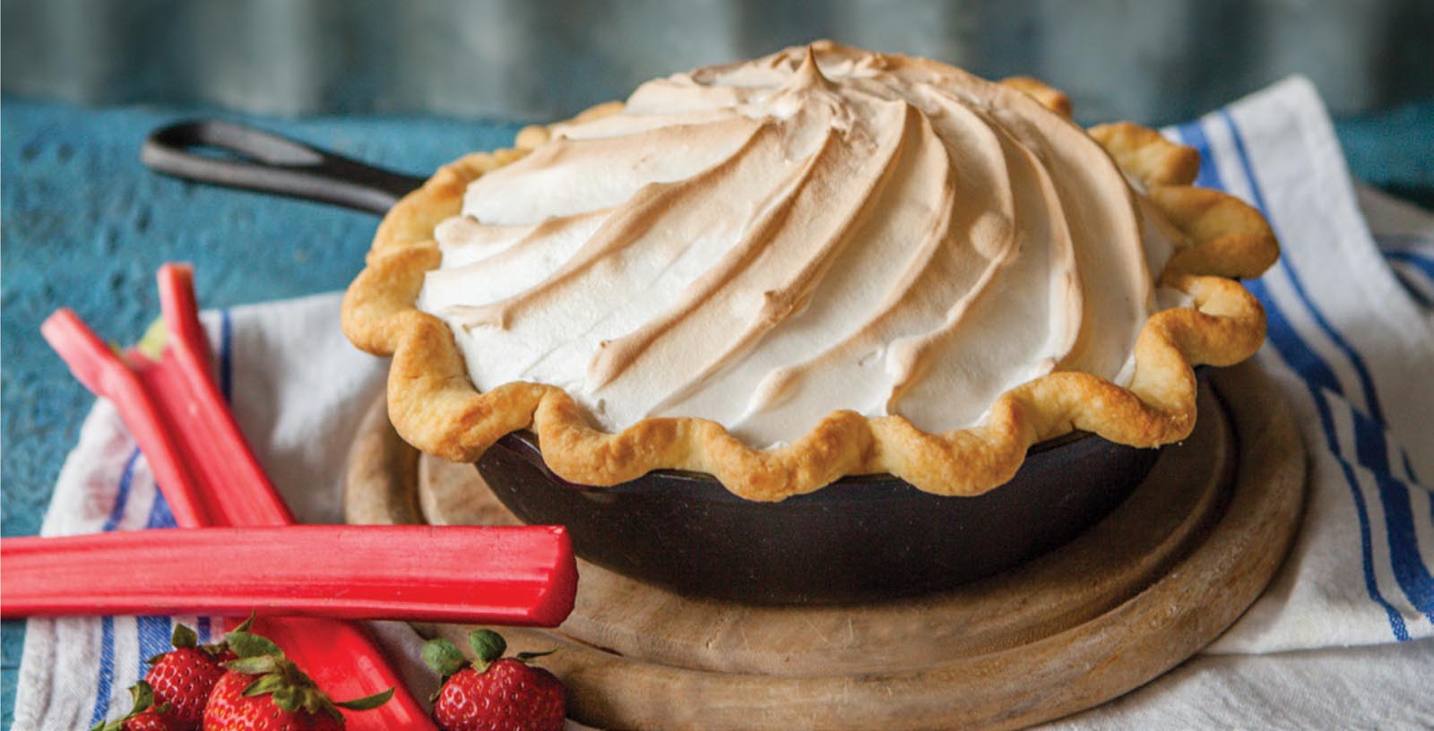 Picture of Strawberry Rhubarb Pie With Italian Meringue.